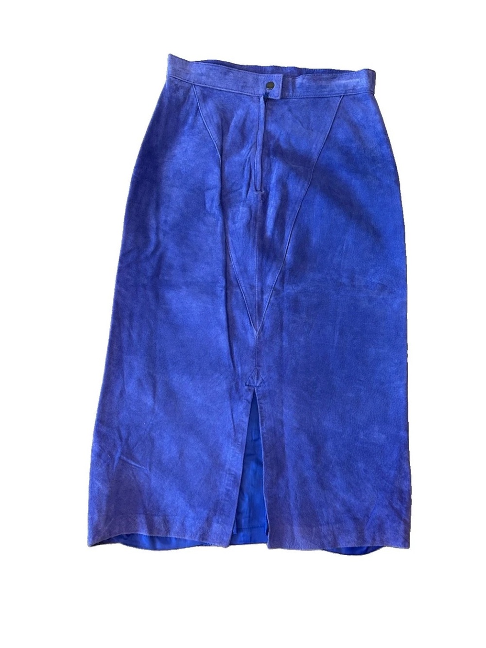 Vintage WINLIT Periwinkle Purple Suede Leather Midi Skirt Korea High Waist 7/8 - Picture 15 of 15
